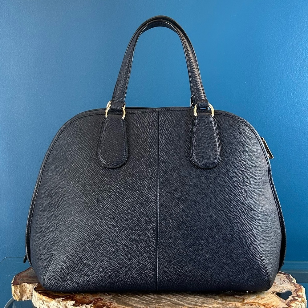 Coach Prince Street Midnight Blue Crossgrain Leather Domed Satchel 34939 - Picture 10 of 17